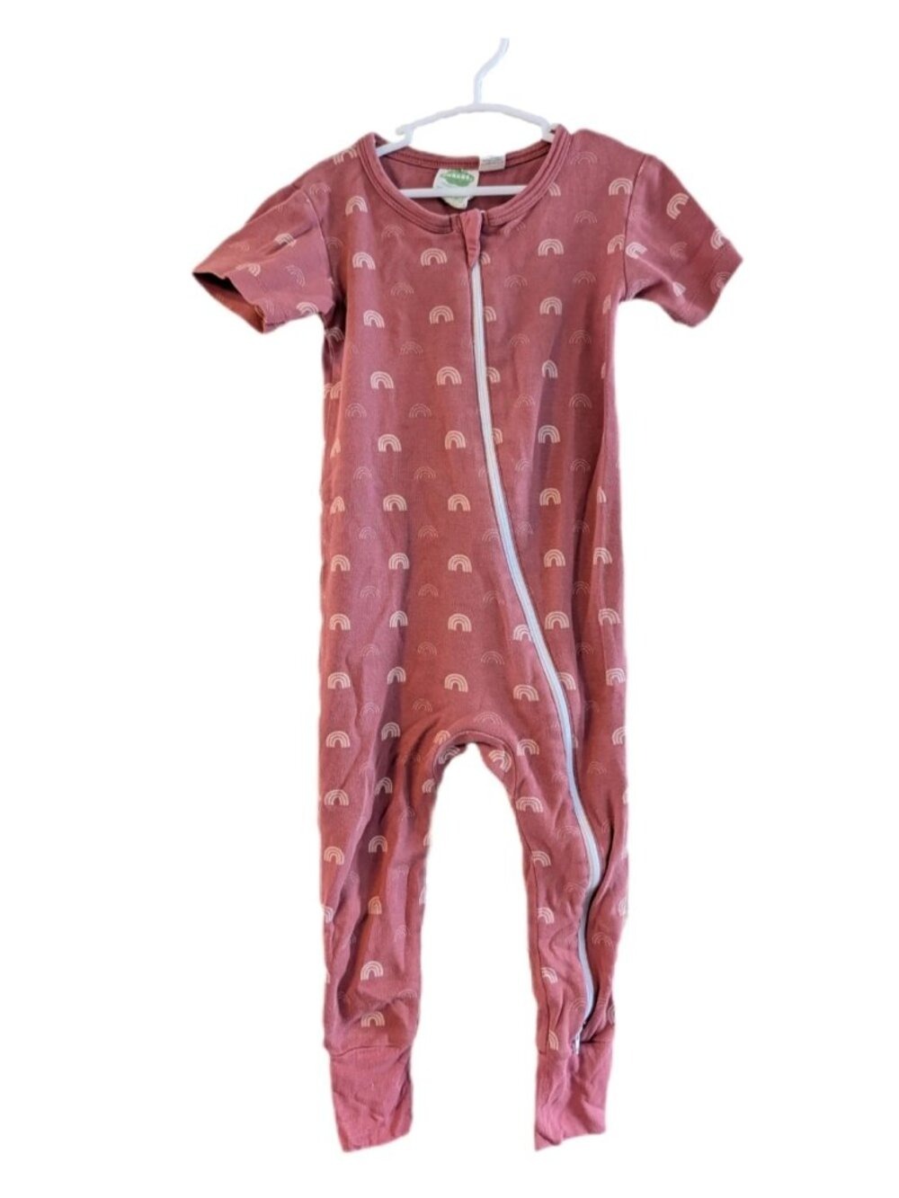 Parade Organic‎ Cotton Short-Sleeve Rainbow Dusty Pink Romper 2T